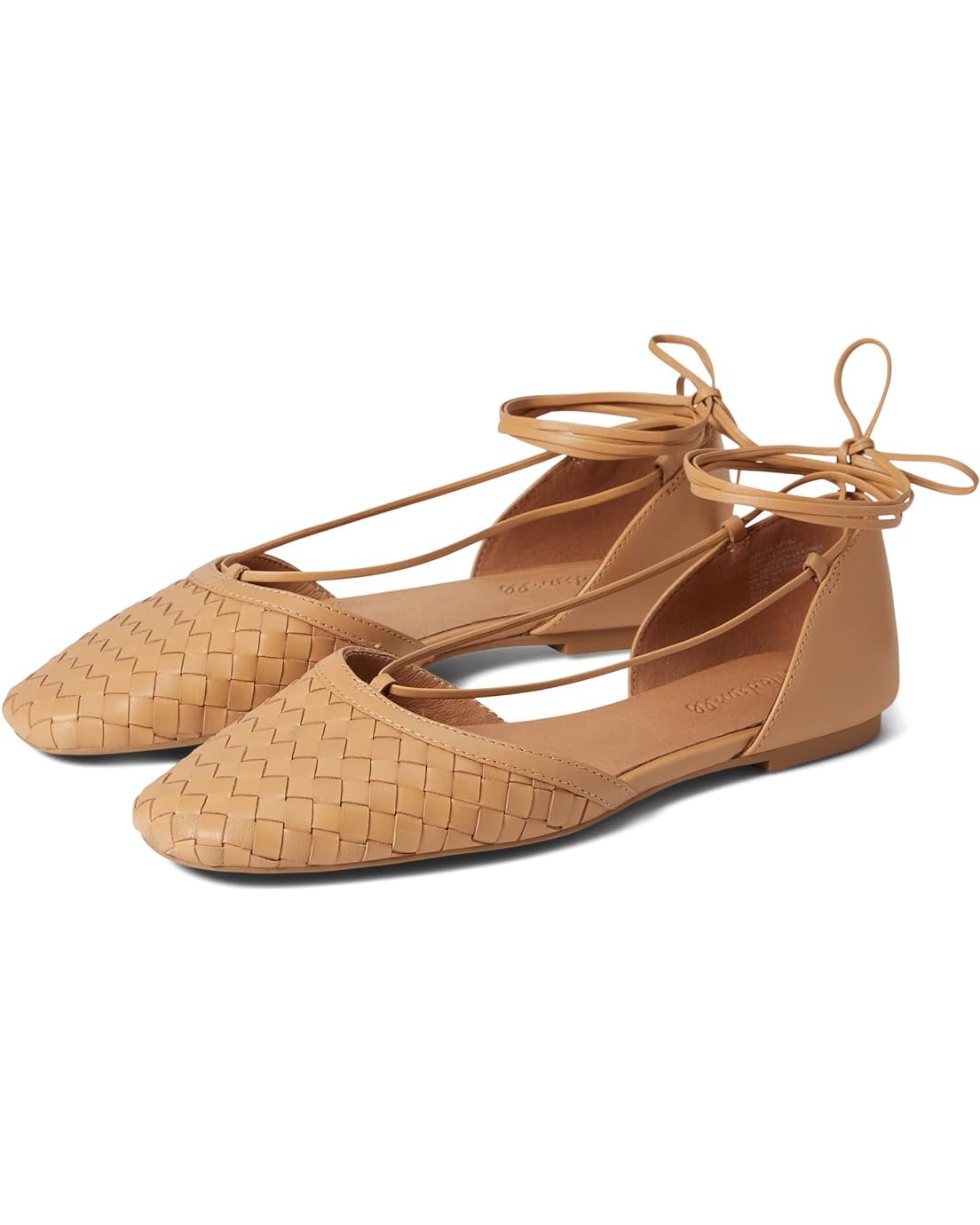 Madewell The Celina Lace-Up Flat in Woven Leather