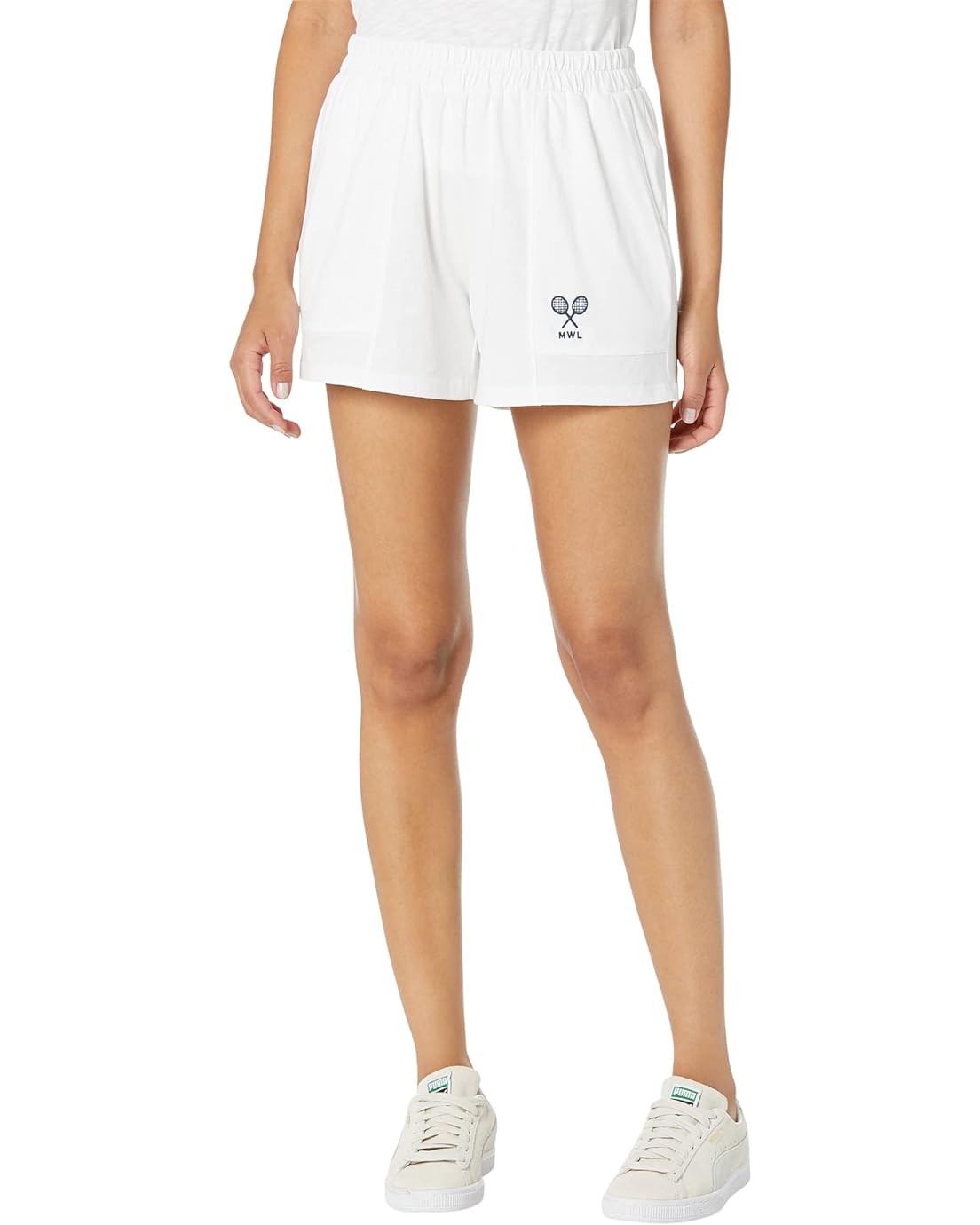 Madewell MWL Embroidered Tennis Pull-On Seamed Shorts
