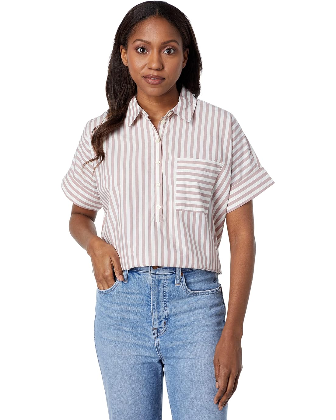 Madewell Stripe-Play Button-Up Popover Shirt
