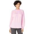 1.STATE Long Sleeve Smocked Yoke Blouse