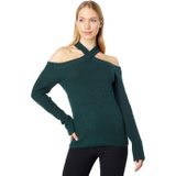 1.STATE Cross Neck Cold Shoulder Sweater
