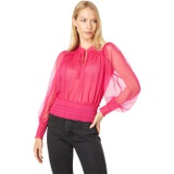 1.STATE Smocked Waist Mesh Top