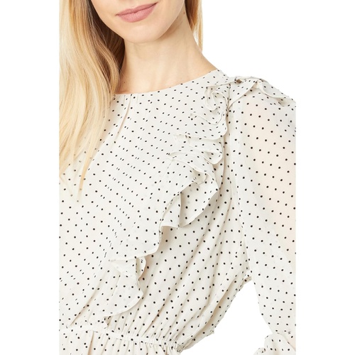 1.STATE Long Sleeve Ruffle Front Shirred