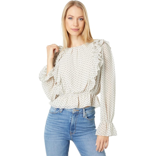  1.STATE Long Sleeve Ruffle Front Shirred