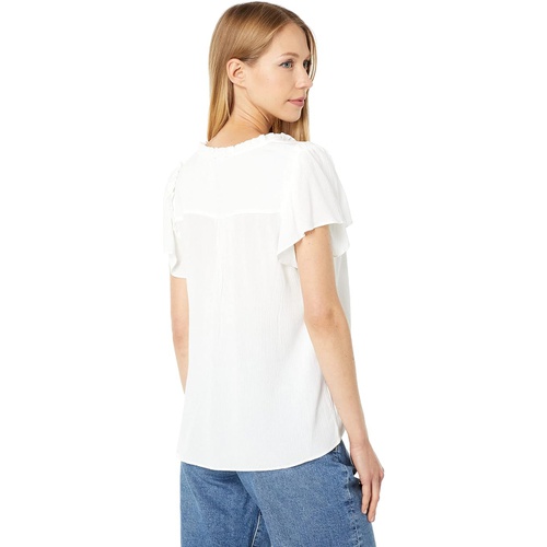  1.STATE Smocked Shoulder Flutter Sleeve Top