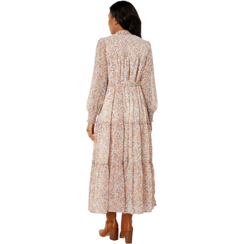  1.STATE Long Sleeve Smocked Neck and Yoke Midi Dress