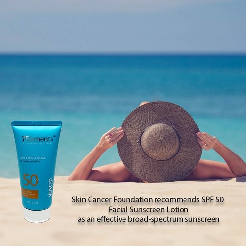  7Elements Sunscreen Lotion, SPF50, intensive protection against harmful UVA / UVB rays, safe for sensitive skin and face, for children, Paraben Free, sunscreen with moisturizing al