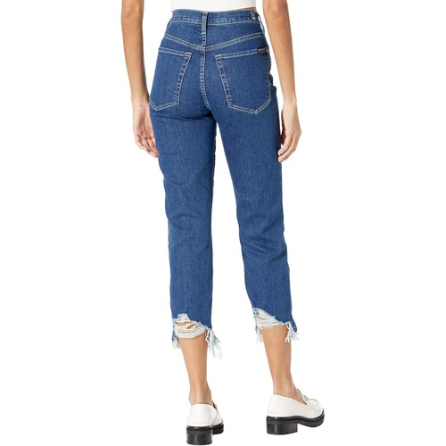  7 For All Mankind High-Waist Cropped Straight in Venus Blue Long Side Hem