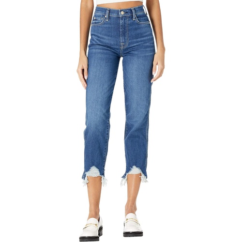  7 For All Mankind High-Waist Cropped Straight in Venus Blue Long Side Hem