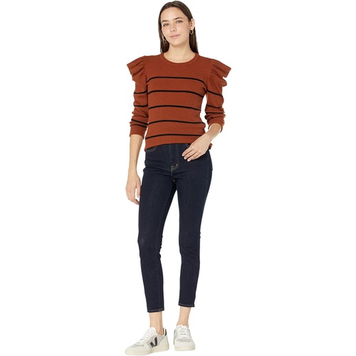  7 For All Mankind Long Sleeve Rib Puff Crew Neck