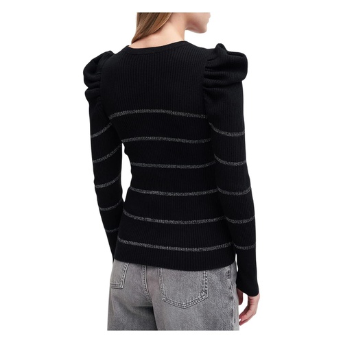  7 For All Mankind Long Sleeve Rib Puff Crew Neck