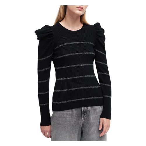  7 For All Mankind Long Sleeve Rib Puff Crew Neck