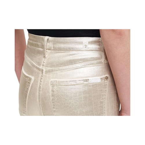  7 For All Mankind Aubrey wu002F Faux Pockets in Coated White Gold Croc