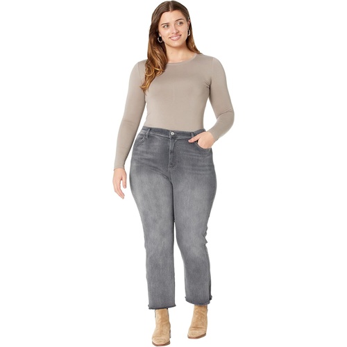  7 For All Mankind High-Waist Slim Kick Frayhem in Luxe Vintage Cher Grey