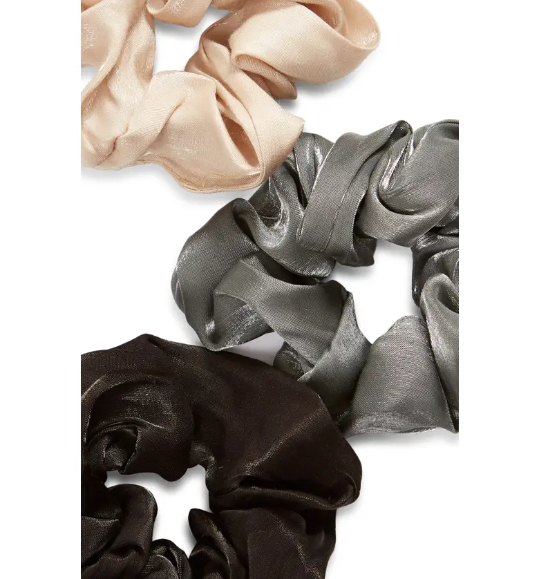  8 Other Reasons Assorted 3-Pack Rizzo Scrunchies_BLACK/ NUDE/ PEWTER