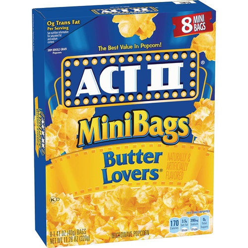  ACT II Butter Lovers Microwave Popcorn, 8-Count 1.41-oz. Mini Bags (Pack of 6)