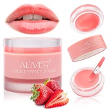 ALIVER Lip Sleeping Mask, with Lip Scrubs Exfoliator & Moisturizer, Double Effect Lip Mask Overnight for Dry, Lip Masks Treatment Care, Cracked Lips, Peeling Lip Primer, Lip Repair Balm -