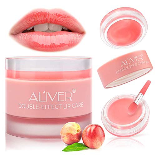  ALIVER Lip Sleeping Mask, with Lip Scrubs Exfoliator & Moisturizer, Double Effect Lip Mask Overnight for Dry, Lip Masks Treatment Care, Cracked Lips, Peeling Lip Primer, Lip Repair Balm -