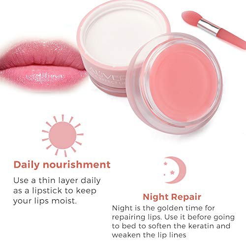  ALIVER Lip Sleeping Mask, with Lip Scrubs Exfoliator & Moisturizer, Double Effect Lip Mask Overnight for Dry, Lip Masks Treatment Care, Cracked Lips, Peeling Lip Primer, Lip Repair Balm -