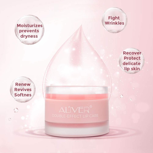  ALIVER Lip Sleeping Mask, with Lip Scrubs Exfoliator & Moisturizer, Double Effect Lip Mask Overnight for Dry, Lip Masks Treatment Care, Cracked Lips, Peeling Lip Primer, Lip Repair Balm -