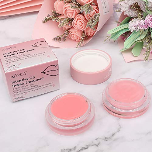  ALIVER Lip Sleeping Mask, with Lip Scrubs Exfoliator & Moisturizer, Double Effect Lip Mask Overnight for Dry, Lip Masks Treatment Care, Cracked Lips, Peeling Lip Primer, Lip Repair Balm -