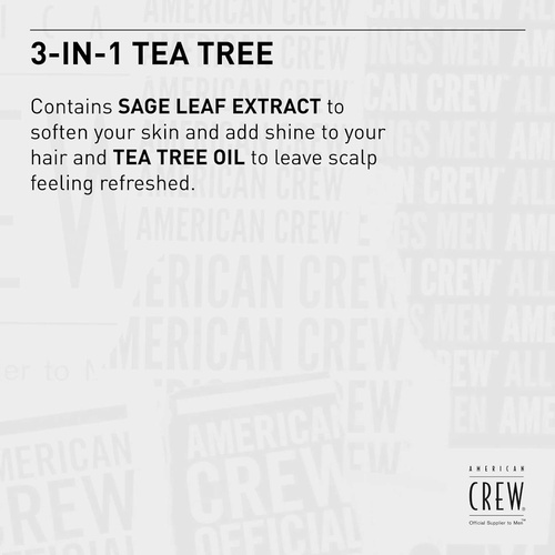  AMERICAN CREW 3-in-1 Tea Tree, All-in-One Shampoo, Conditioner, and Body Wash