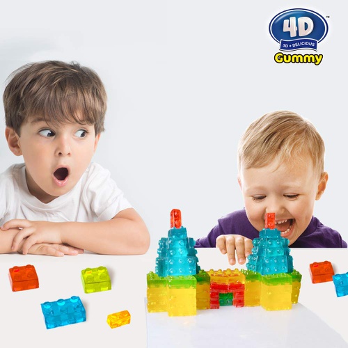  AMOS 4D Gummy Blocks Fruity Lego Candy for Kids Construction Soft Chewy Brick Snacks with Strawberry Apple Blueberry Lemon Juice 3.52 Oz Per Bag (Pack Of 12)