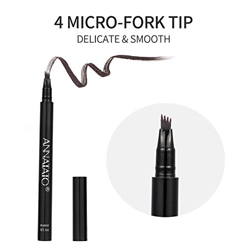  ANNATATO Eyebrow Tattoo Pen,24HS Waterproof Eyebrow pencil Microblading Eyebrow Pen Eyebrow Makeup Tat Brow Microblade Pen with 4 Micro-Fork Tips