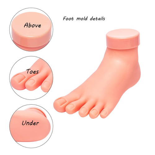  AORAEM Practice Fake Foot Flexible Movable Soft Silicone Fake Foot Tool for Nail Art Training Display（1 Pair）