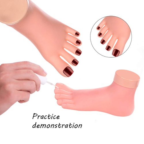  AORAEM Practice Fake Foot Flexible Movable Soft Silicone Fake Foot Tool for Nail Art Training Display（1 Pair）