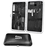 Manicure Pedicure Set, Arony 17 in 1 Stainless Steel Manicure Pedicure Kit, Manicure Kit, Nail Clipper Set, Professional Grooming Kit, Nail Tools with Luxurious Leather Travel Case
