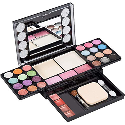  ASPCOK Eyeshadow Palette Makeup Palette 33 Bright Colors Matter and Shimmer Lip Gloss Blush Brushes Cosmetic Makeup Eyeshadow Highly Pigmented Palette