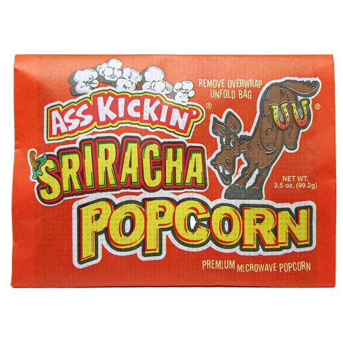  ASS KICKIN Sriracha Microwave Popcorn Bags - 12 Pack - Ultimate Spicy Popcorn Gourmet Gift - Makes a Great Movie Theater Popcorn or Snack Food for Movie Night