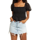ASTR the Label Ruffle Puff Sleeve Top_BLACK