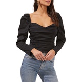 ASTR the Label Ruched Long Sleeve Top_BLACK