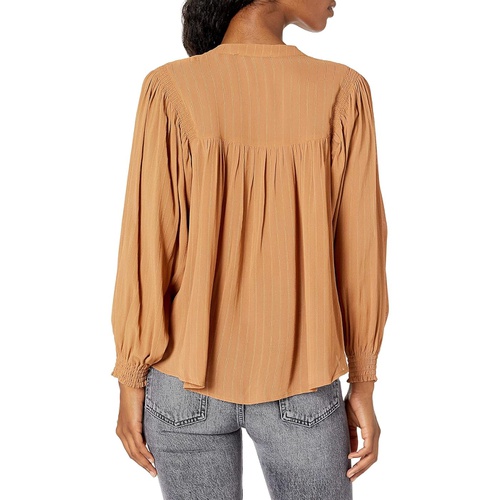  ASTR the Label Womens Piper V-Neck Long Sleeve Button Front Top