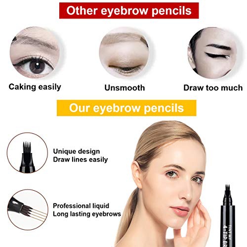  AWCCXMYM 2PCS(Black) Eyebrow Tattoo Pen - Microblading Eyebrow Pencil - Easily Draw Natural Eyebrows