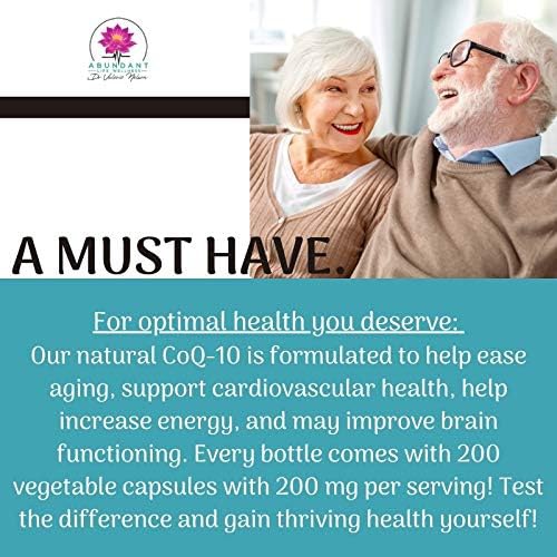  Abundant Life Wellness CoQ10 - Ubiquinone - 200 mg per Serving - 200 Veg Caps - Excellent Value - Brain Supplement, Supports Energy, Heart Supplement by Dr. Valerie Nelson