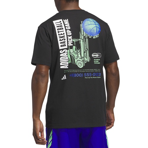 아디다스 Adidas Mens Pick Up Game Graphic Crewneck T Shirt