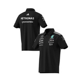 Adidas Mens Black Mercedes AMG Petronas F1 Team Wear Polo Shirt
