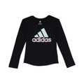 adidas Kids Long Sleeve Scoop Neck Tee (Toddleru002FLittle Kids)