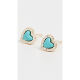 Adinas Jewels Turquoise Mini Heart Stud Earrings