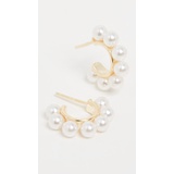 Adinas Jewels Mini Pearl Hoop Earrings