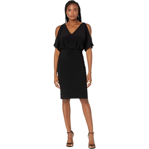  Adrianna Papell Pin Tuck Blouson Dress with Beaded Trim