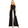 Adrianna Papell Sleeveless Stretch Crepe Jumpsuit with Chiffon Overlay