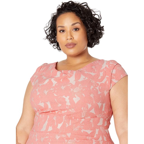  Adrianna Papell Plus Size Hibiscus Jacquard Draped Sheath