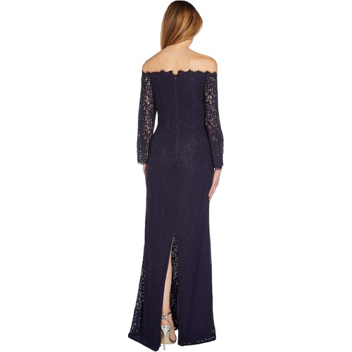  Adrianna Papell Off-the-Shoulder Lace Gown