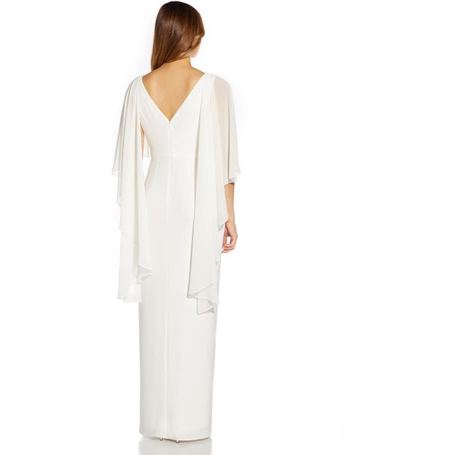  Adrianna Papell Chiffon Jersey Capelet Gown