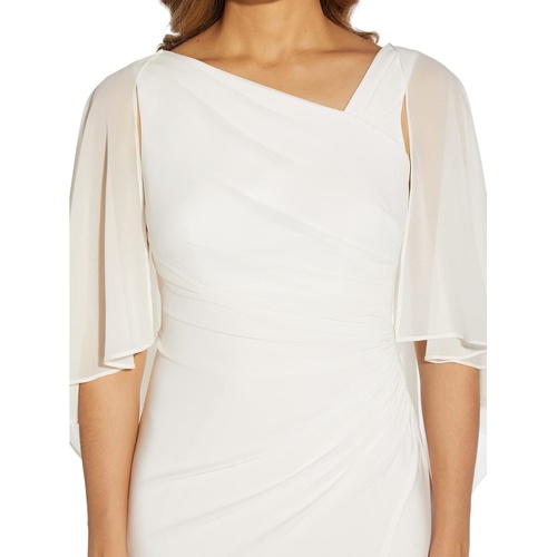  Adrianna Papell Chiffon Jersey Capelet Gown