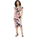 Adrianna Papell Floral Printed Draped Sheath Dress